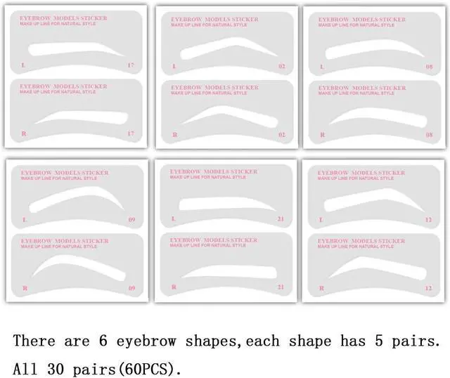 Alt view image 4 of 4 - 60 PCS Eyebrow Stencils 6 Styles Non-Woven Shaping Grooming Stencil Kit Eyebrow Drawing Guide Makeup Template DIY Tools For Beginners