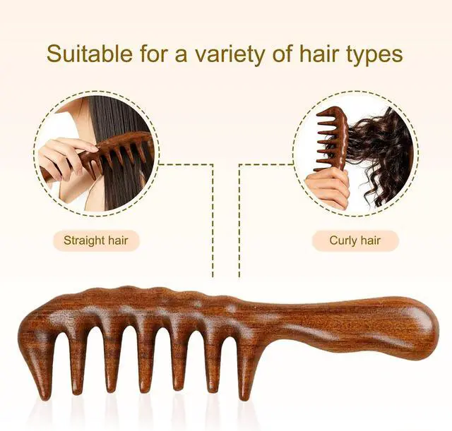Alt view image 4 of 7 - Large Size Wide Tooth Sandalwood Massage Comb Wood Scalp Massager | Meridian, Thick Curly Hair, Scalp Care, Detangling, Natural Wood Scalp Stimulator, Spa Therapy, Hair Beauty, Gua Sha Comb