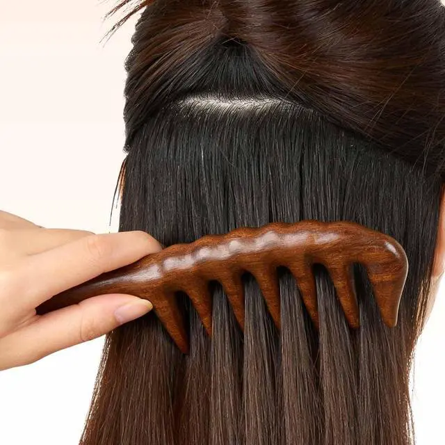 Alt view image 7 of 7 - Large Size Wide Tooth Sandalwood Massage Comb Wood Scalp Massager | Meridian, Thick Curly Hair, Scalp Care, Detangling, Natural Wood Scalp Stimulator, Spa Therapy, Hair Beauty, Gua Sha Comb