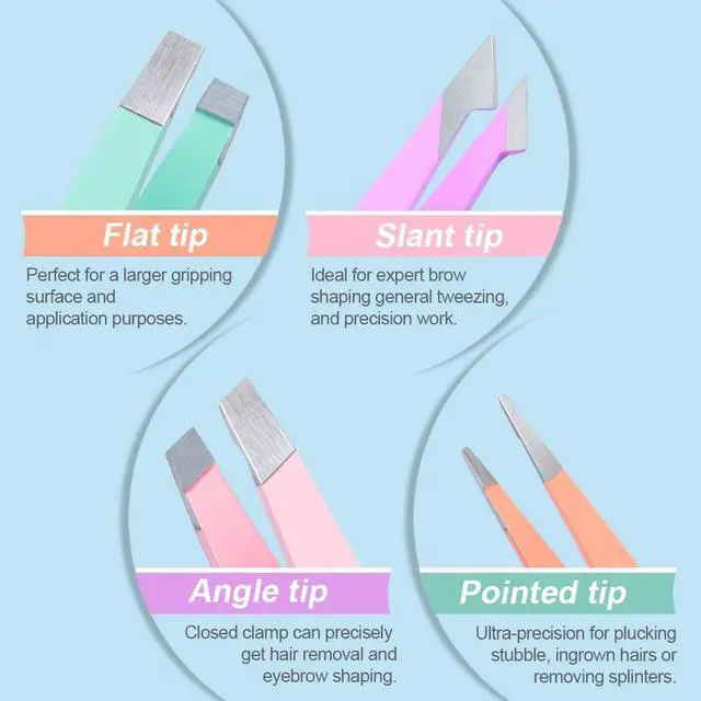 Alt view image 3 of 7 - TsMADDTs Tweezers for Women Facial Hair, Ingrown & Fine Hairs | Stainless Steel, Precision Slant Tips, Colorful, Eyebrow Shaping, Travel Set with Curved Scissors, Brush & Built-in Mirror