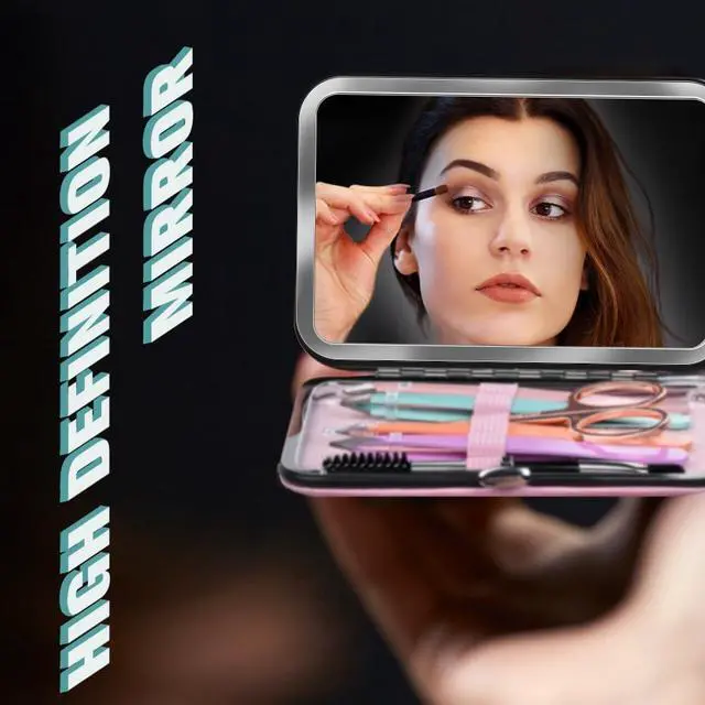 Alt view image 4 of 7 - TsMADDTs Tweezers for Women Facial Hair, Ingrown & Fine Hairs | Stainless Steel, Precision Slant Tips, Colorful, Eyebrow Shaping, Travel Set with Curved Scissors, Brush & Built-in Mirror