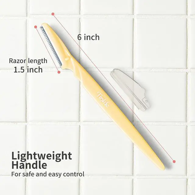 Alt view image 4 of 7 - Tinkle Dermaplaning Tool 12ct, Dermaplane Razor for Women, Safe and Easy Peach Fuzz Remover, Eyebrow Trimmer with Protective Cover (4 Packs of 3), Stocking Stuffers