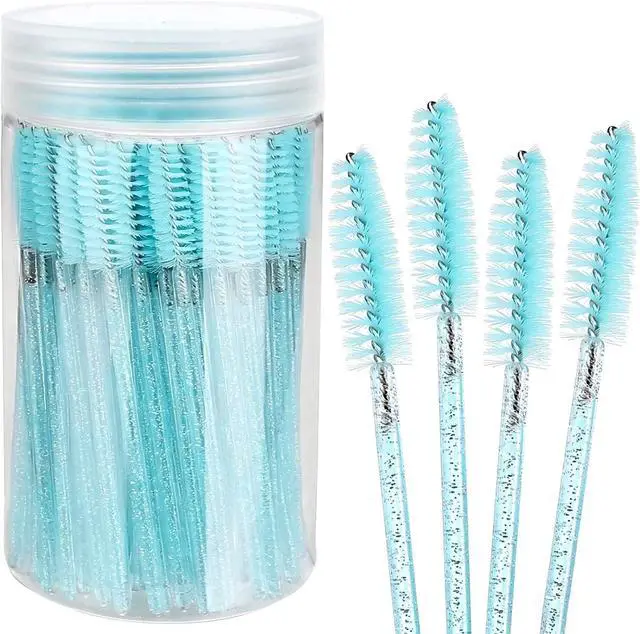 Main image of Elisel 100pcs Disposable Mascara Brushes with Container, Mascara Wands Makeup Brushes Applicators Kits for Eyelash Extensions and Eyebrow Brush (Blue)