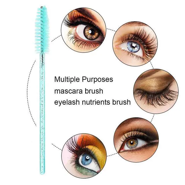 Alt view image 6 of 7 - Elisel 100pcs Disposable Mascara Brushes with Container, Mascara Wands Makeup Brushes Applicators Kits for Eyelash Extensions and Eyebrow Brush (Blue)