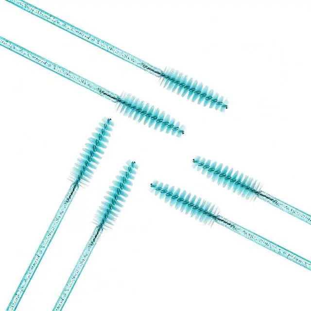 Alt view image 3 of 7 - Elisel 100pcs Disposable Mascara Brushes with Container, Mascara Wands Makeup Brushes Applicators Kits for Eyelash Extensions and Eyebrow Brush (Blue)