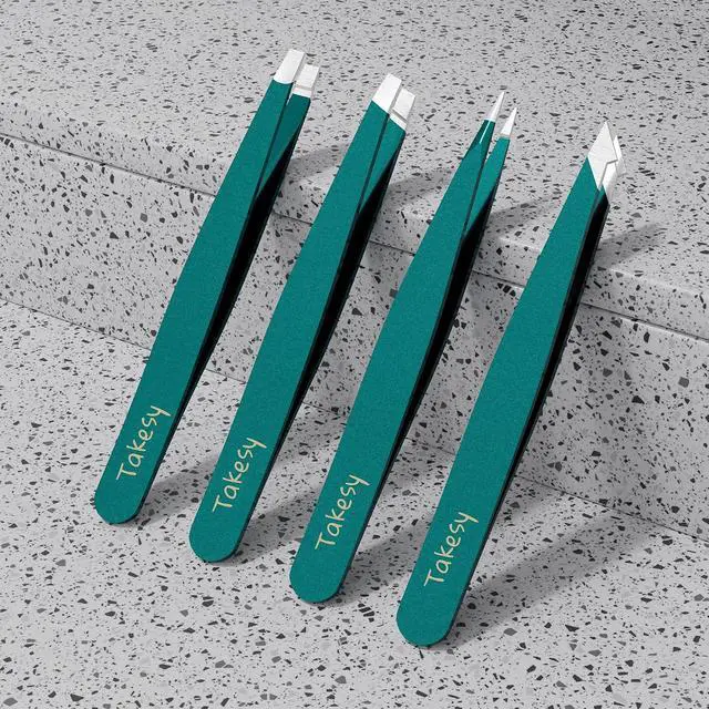 Alt view image 2 of 4 - Upgraded Sharp Precision Tweezers for Facial Hair & Chin Hair, Slanted Design for Women & Men Eyebrow Plucker, Great with Travel Mirror Case (Green)