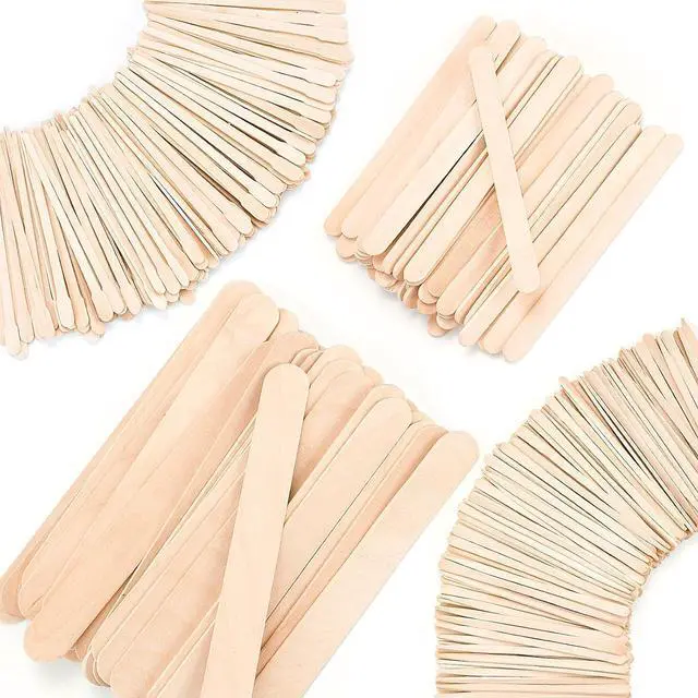 Main image of EWVVSS 4 Styles 500 Pcs Waxing Sticks Assorted Wax Applicator Sticks For Body Legs Face With Small Medium Large Sizes Wood Popsicle Sticks For Waxing Or Wood Craft Sticks