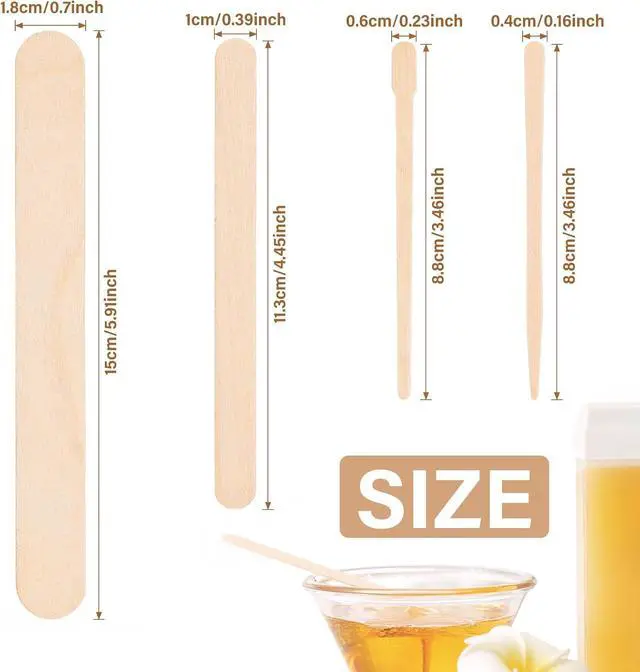 Alt view image 2 of 6 - EWVVSS 4 Styles 500 Pcs Waxing Sticks Assorted Wax Applicator Sticks For Body Legs Face With Small Medium Large Sizes Wood Popsicle Sticks For Waxing Or Wood Craft Sticks