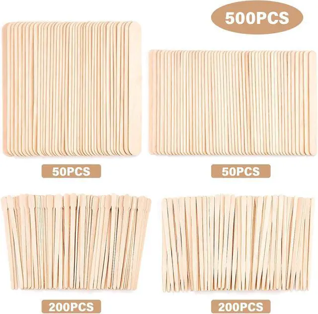 Alt view image 3 of 6 - EWVVSS 4 Styles 500 Pcs Waxing Sticks Assorted Wax Applicator Sticks For Body Legs Face With Small Medium Large Sizes Wood Popsicle Sticks For Waxing Or Wood Craft Sticks