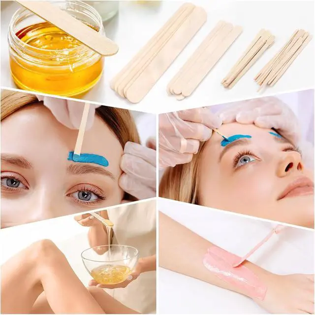 Alt view image 4 of 6 - EWVVSS 4 Styles 500 Pcs Waxing Sticks Assorted Wax Applicator Sticks For Body Legs Face With Small Medium Large Sizes Wood Popsicle Sticks For Waxing Or Wood Craft Sticks
