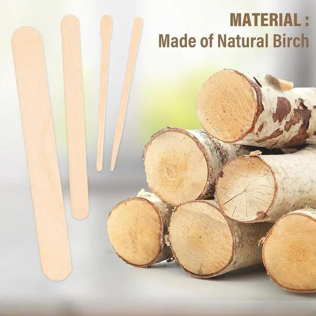 Alt view image 6 of 6 - EWVVSS 4 Styles 500 Pcs Waxing Sticks Assorted Wax Applicator Sticks For Body Legs Face With Small Medium Large Sizes Wood Popsicle Sticks For Waxing Or Wood Craft Sticks