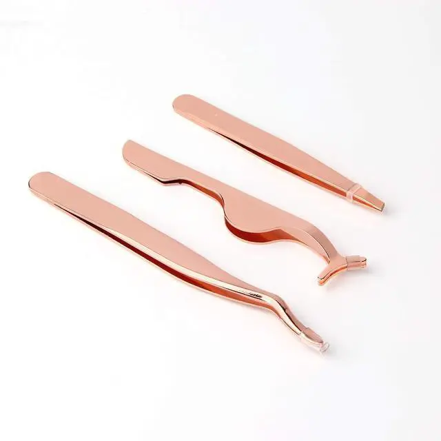 Main image of Arroyner 3Pcs Eyelashes Tool Fake Lash Applicator Lash Tools Fake Eyelashes Scissors (Rose Golden)