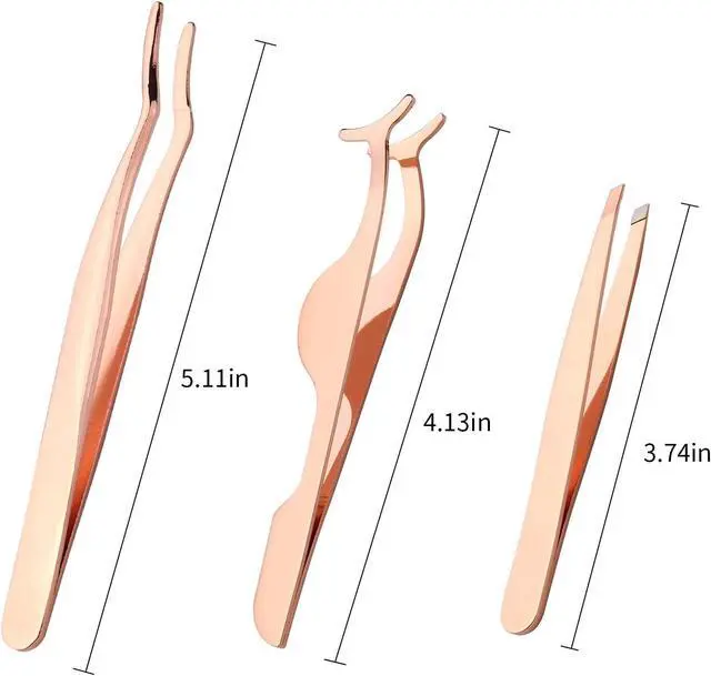 Alt view image 2 of 7 - Arroyner 3Pcs Eyelashes Tool Fake Lash Applicator Lash Tools Fake Eyelashes Scissors (Rose Golden)