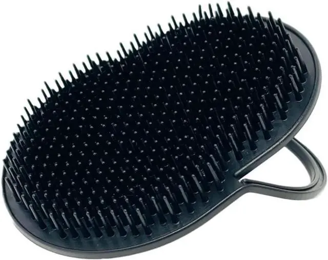 Main image of Gents Palm Pocket Shampoo Brush Scalp Massager for Men & Women with Round Bristles, Ergonomic Grip, Made in USA, Black Peine para Cabello