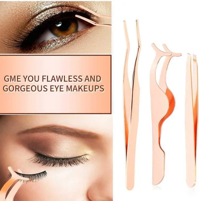 Alt view image 7 of 7 - Arroyner 3Pcs Eyelashes Tool Fake Lash Applicator Lash Tools Fake Eyelashes Scissors (Rose Golden)