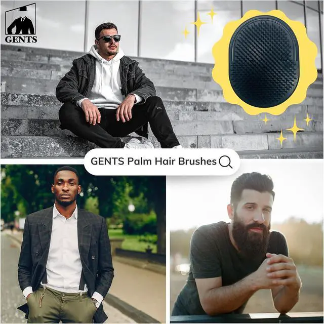 Alt view image 7 of 7 - Gents Palm Pocket Shampoo Brush Scalp Massager for Men & Women with Round Bristles, Ergonomic Grip, Made in USA, Black Peine para Cabello