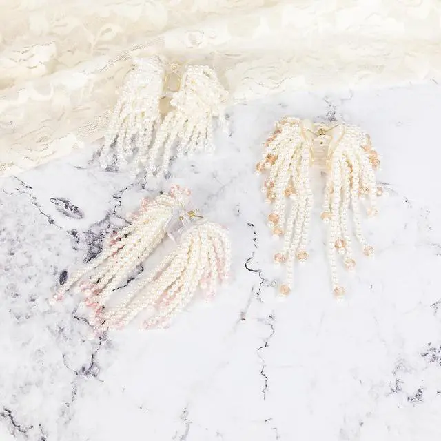 Alt view image 6 of 6 - Pearl Hair Clips for Women, Pearl Beads Tassel Rhinestone Non Slip Hair Claw Clip, Elegant French Hair Pins Accessories for Styling Party Birthday Wedding Gift Thin Thick Hair (3 PCS)