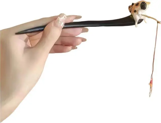 Main image of 1 Pc Cute Cat Fishing Hairpin Sandalwood Tassel Hair Clip, 7.09Inch Long Hair Sticks, Shawl Hair Pins Retro Chinese Hair Stick