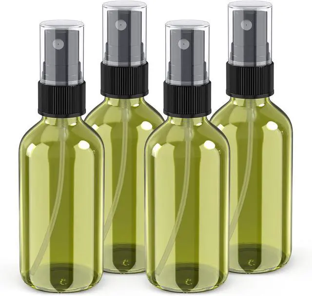 Main image of Wedama 4 oz Mini Glass Spray Bottles, Empty Small Spray Bottles with Funnel Dropper, Fine Mist for Hair, Travel, Plants, Cleaning Solutions and Skin Care (4 Pack Olive Green)