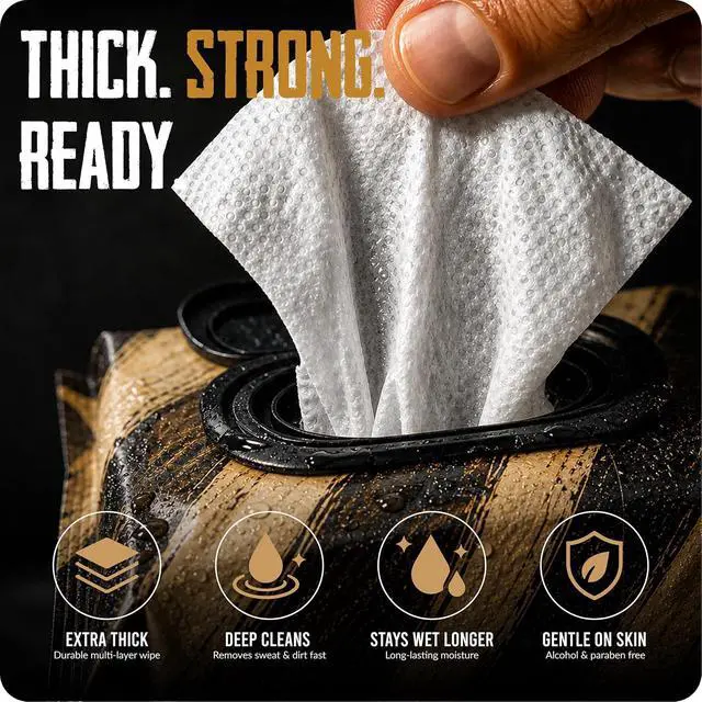 Alt view image 5 of 7 - BLKSMITH Rugged Man Body & Face Wipes for Men - 30x4 Pack of Mens Face Wipes - Body Wipes for Men Ideal for after Work, Gym or Travel (Cedar Bourbon | Eucalyptus | Sandal Wood | Tea Tree, 120 Wipes)