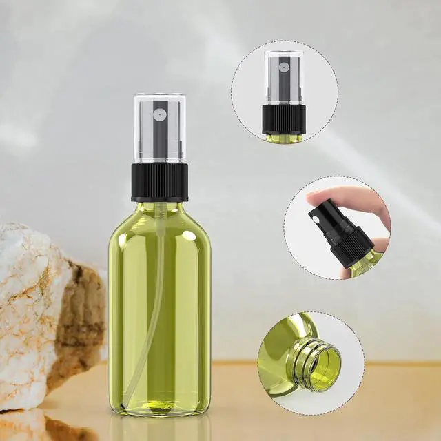 Alt view image 3 of 7 - Wedama 4 oz Mini Glass Spray Bottles, Empty Small Spray Bottles with Funnel Dropper, Fine Mist for Hair, Travel, Plants, Cleaning Solutions and Skin Care (4 Pack Olive Green)