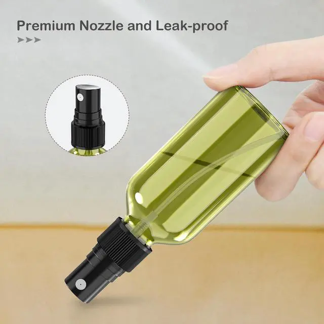 Alt view image 5 of 7 - Wedama 4 oz Mini Glass Spray Bottles, Empty Small Spray Bottles with Funnel Dropper, Fine Mist for Hair, Travel, Plants, Cleaning Solutions and Skin Care (4 Pack Olive Green)