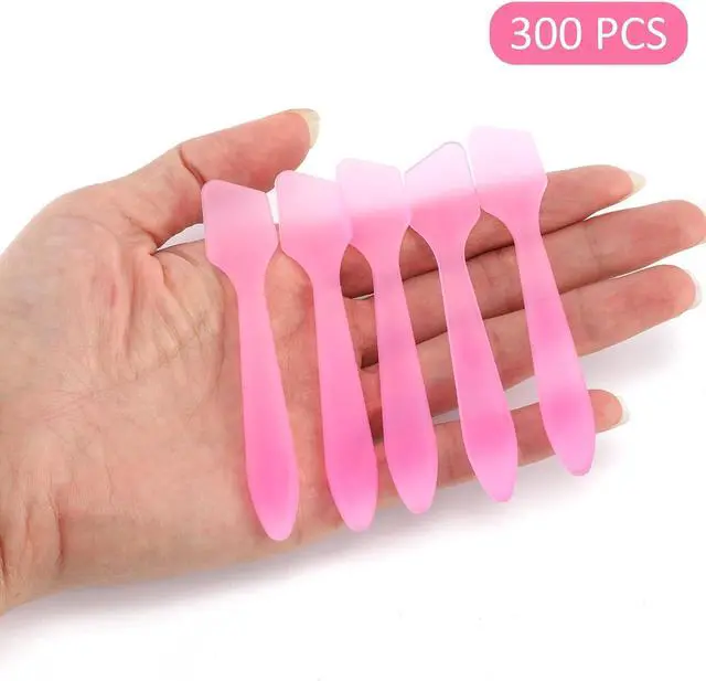 Alt view image 2 of 7 - Tbestmax 300 PCS Mini Cosmetic Spatulas 3.2" x 0.6" Disposable Makeup Spatulas, Plastic Spatulas Pink Facial Creams Skin Care Spatulas