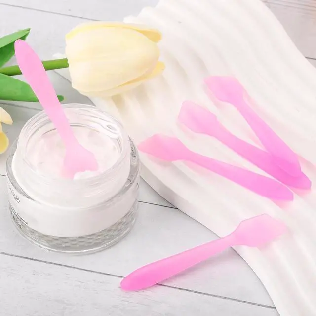 Alt view image 4 of 7 - Tbestmax 300 PCS Mini Cosmetic Spatulas 3.2" x 0.6" Disposable Makeup Spatulas, Plastic Spatulas Pink Facial Creams Skin Care Spatulas
