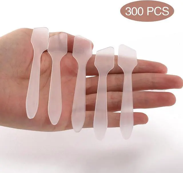 Alt view image 2 of 7 - Tbestmax 300 PCS Mini Cosmetic Spatulas 3.2" x 0.6" Disposable Makeup Plastic Spatulas Clear for Facial Creams and Skin Care