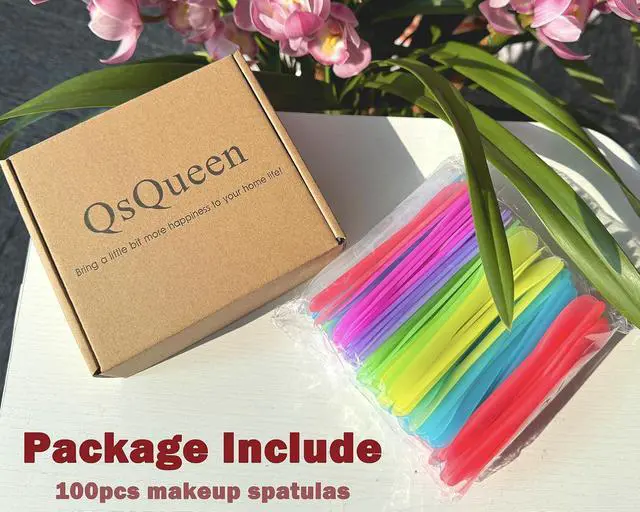 Alt view image 3 of 7 - QsQueen 100 PCS Cosmetic Spatulas, 7 Colors Reusable Hygienic Makeup Scoop for Face Masks, Creams & Skincare, Flexible PP Tool for Mixing, Sampling, DIY, Salon & Travel 4.88'' x 1.06"
