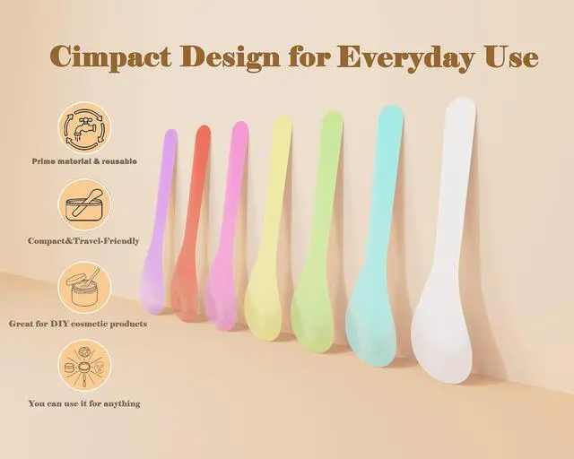 Alt view image 6 of 7 - QsQueen 100 PCS Cosmetic Spatulas, 7 Colors Reusable Hygienic Makeup Scoop for Face Masks, Creams & Skincare, Flexible PP Tool for Mixing, Sampling, DIY, Salon & Travel 4.88'' x 1.06"