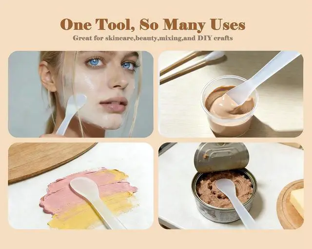 Alt view image 5 of 7 - QsQueen 100 PCS Cosmetic Spatulas, 7 Colors Reusable Hygienic Makeup Scoop for Face Masks, Creams & Skincare, Flexible PP Tool for Mixing, Sampling, DIY, Salon & Travel 4.88'' x 1.06"