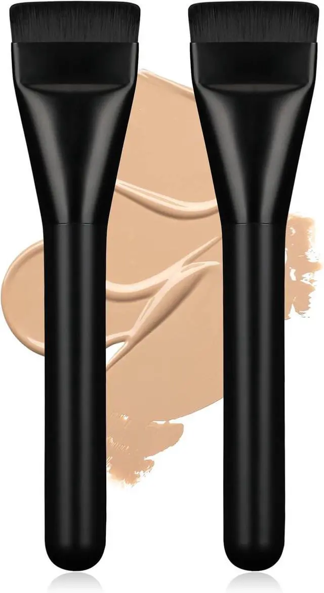 Main image of 2Pcs Flat Foundation Brush,Face Mask Brush Makeup Spatula Facial Brush for Liquid Foundation Mask,Premium Face Korean Makeup Brush for Blending Cream (Black&Black)