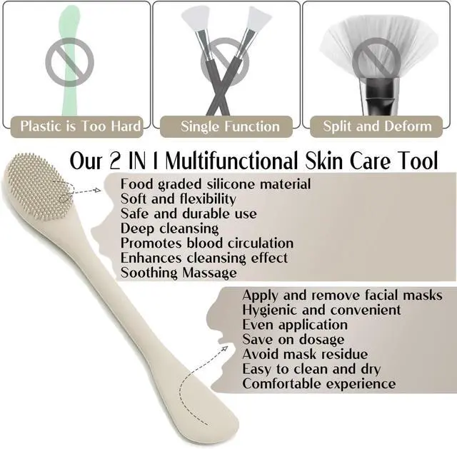 Alt view image 2 of 7 - Face Mask Brush Applicator, Mask Brushes For Facials Cleansing & Exfoliating, Facial Clay Mask Applicator Tool Silicone Mask Spatula Cream Skincare For Apply Cream, Lotion, Mud, Clay (Black+Starlight)