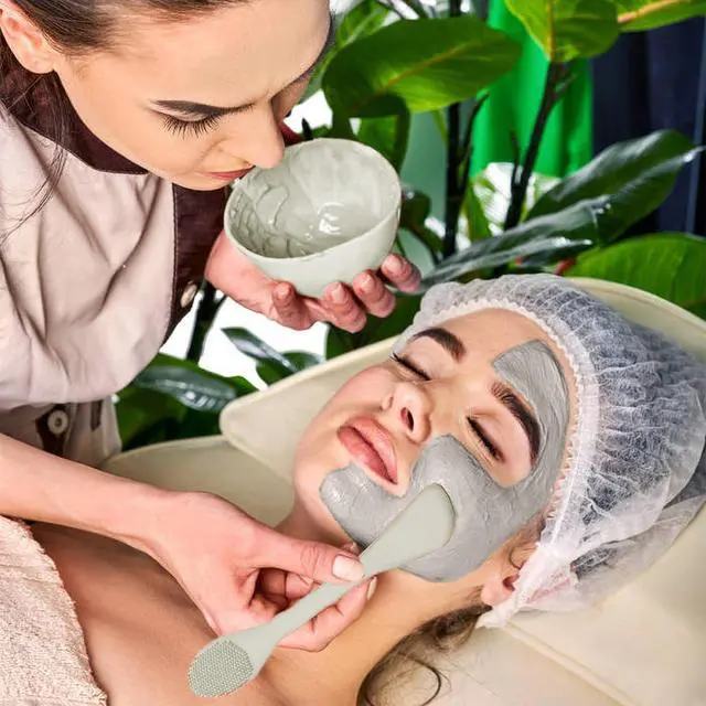 Alt view image 5 of 7 - Face Mask Brush Applicator, Mask Brushes For Facials Cleansing & Exfoliating, Facial Clay Mask Applicator Tool Silicone Mask Spatula Cream Skincare For Apply Cream, Lotion, Mud, Clay (Black+Starlight)