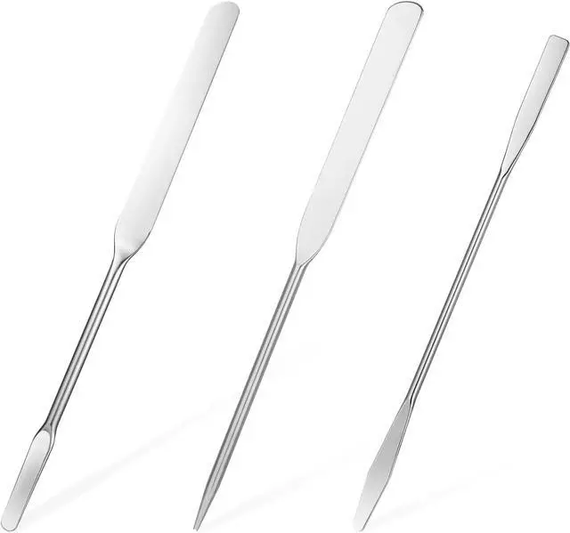 Main image of JJUNW 3 pcs Makeup Spatula Foundation Spatula, Stainless Steel Facial Beauty Spatula, Tiny Makeup Palette Mixer Face Cream Applicator Cosmetic Mixing Tool for Even Application Foundation Double Edged