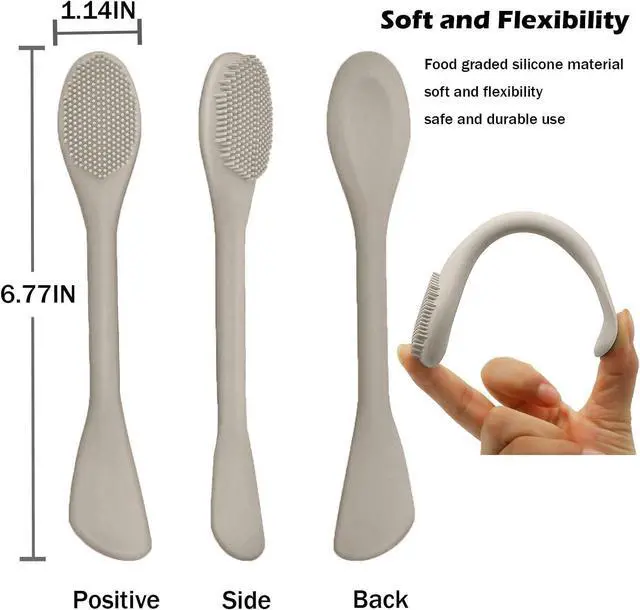 Alt view image 7 of 7 - Face Mask Brush Applicator, Mask Brushes For Facials Cleansing & Exfoliating, Facial Clay Mask Applicator Tool Silicone Mask Spatula Cream Skincare For Apply Cream, Lotion, Mud, Clay (Black+Starlight)