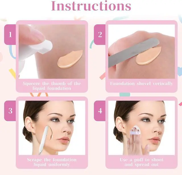 Alt view image 3 of 7 - JJUNW 3 pcs Makeup Spatula Foundation Spatula, Stainless Steel Facial Beauty Spatula, Tiny Makeup Palette Mixer Face Cream Applicator Cosmetic Mixing Tool for Even Application Foundation Double Edged