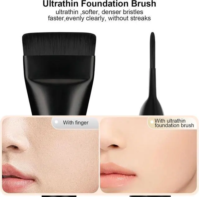 Alt view image 3 of 6 - 2Pcs Flat Foundation Brush,Face Mask Brush Makeup Spatula Facial Brush for Liquid Foundation Mask,Premium Face Korean Makeup Brush for Blending Cream (Black&Black)