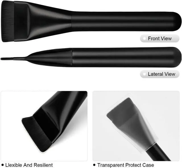 Alt view image 5 of 6 - 2Pcs Flat Foundation Brush,Face Mask Brush Makeup Spatula Facial Brush for Liquid Foundation Mask,Premium Face Korean Makeup Brush for Blending Cream (Black&Black)