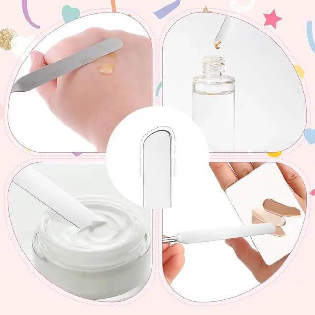 Alt view image 7 of 7 - JJUNW 3 pcs Makeup Spatula Foundation Spatula, Stainless Steel Facial Beauty Spatula, Tiny Makeup Palette Mixer Face Cream Applicator Cosmetic Mixing Tool for Even Application Foundation Double Edged