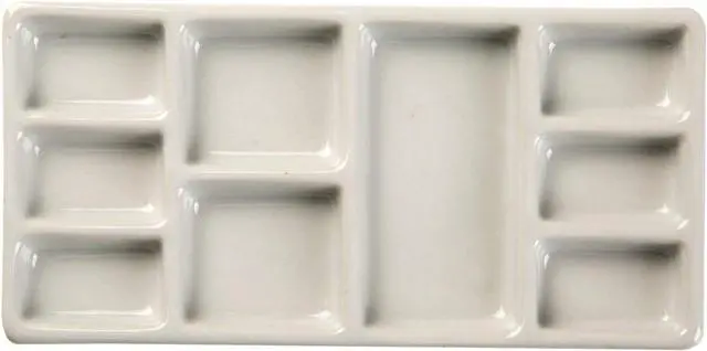 Main image of MEEDEN 9-Well News Ceramic Rectangle Artist Paint Palette for Watercolor Gouache Acrylic Oil Painting, 6-4/5 by 3-1/3-Inch