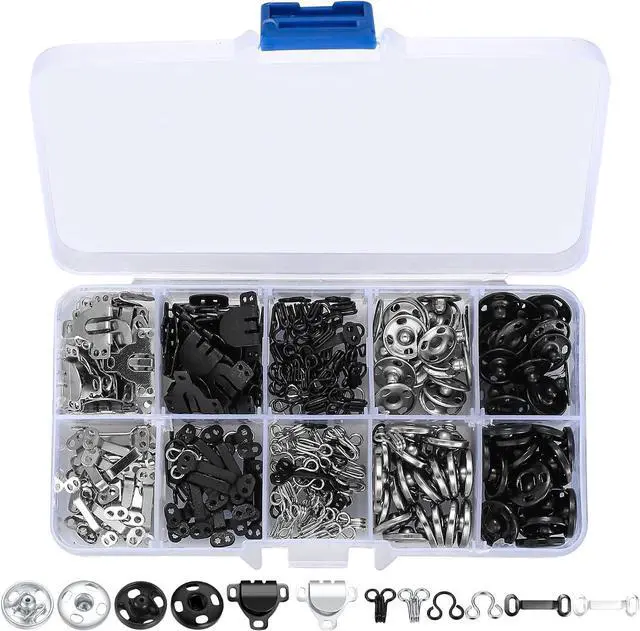 Main image of 100Pcs Sewing Hooks and Eyes Closure Set,3 Styles Skirt Hook SewingSnapsKit