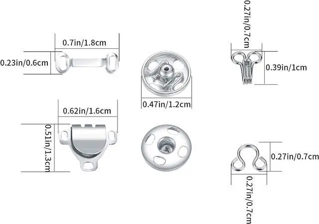 Alt view image 2 of 6 - 100Pcs Sewing Hooks and Eyes Closure Set,3 Styles Skirt Hook SewingSnapsKit