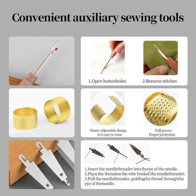 Alt view image 4 of 7 - Obear 45-Piece Sewing Kit for Adults and Beginners,Big Eye Stainless Steel Sewing Needles Kit for Hand Sewing with Storage Box and Portable Pouch
