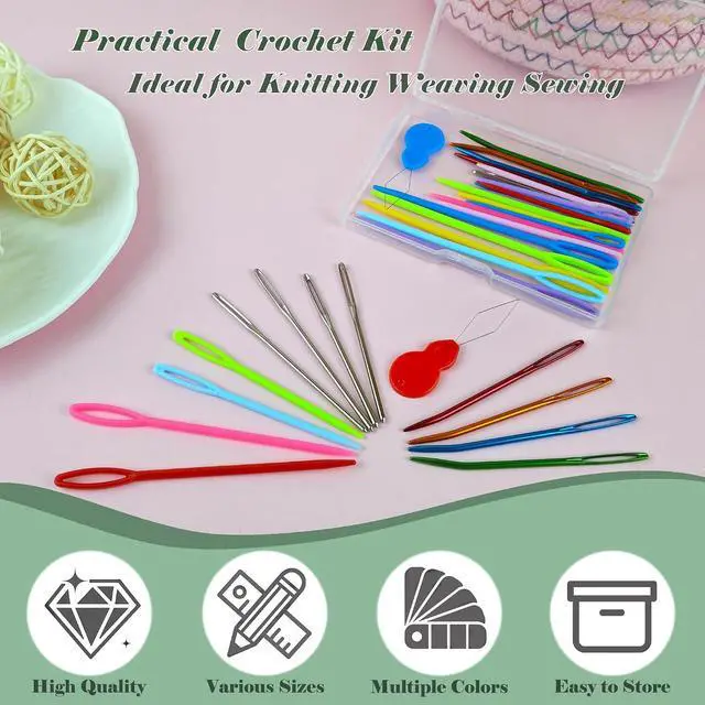 Alt view image 8 of 11 - DeliaVo 49 Pcs Yarn Needles Set, Crochet Kit for Knitting Sewing Weaving | Assorted Crocheting & Darning Tapestry Needles for Yarn, Wonderful Knitting Accessories & Crochet Supplies