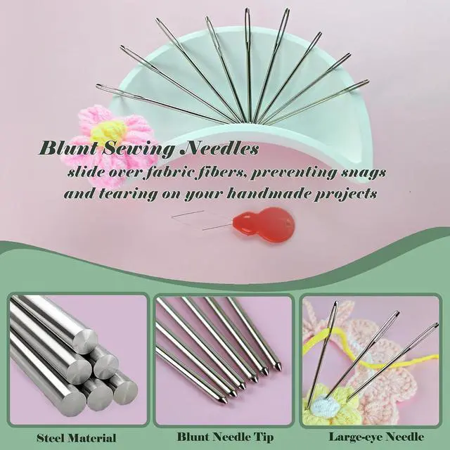 Alt view image 11 of 11 - DeliaVo 49 Pcs Yarn Needles Set, Crochet Kit for Knitting Sewing Weaving | Assorted Crocheting & Darning Tapestry Needles for Yarn, Wonderful Knitting Accessories & Crochet Supplies