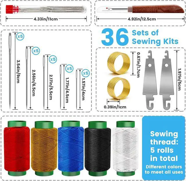 Alt view image 2 of 7 - JUNCHONG Sewing Set 36Pcs Sewing Tool Set, Big Eye Steel Sewing Needles Kit with 25 Needles & Seam Ripper, Beginner Sewing Work Set