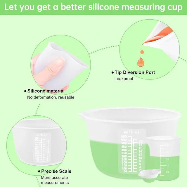 Alt view image 3 of 6 - Sjubaopen Silicone Measuring Cups 600ml for Resin, Epoxy, Baking