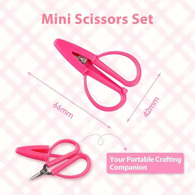 Alt view image 7 of 7 - 3Pcs Pink Mini Scissors Travel Set - Portable Craft Snips for Sewing, Crochet, Embroidery - Tiny Scissors with Covers, Ideal for Women & Girls on the Go